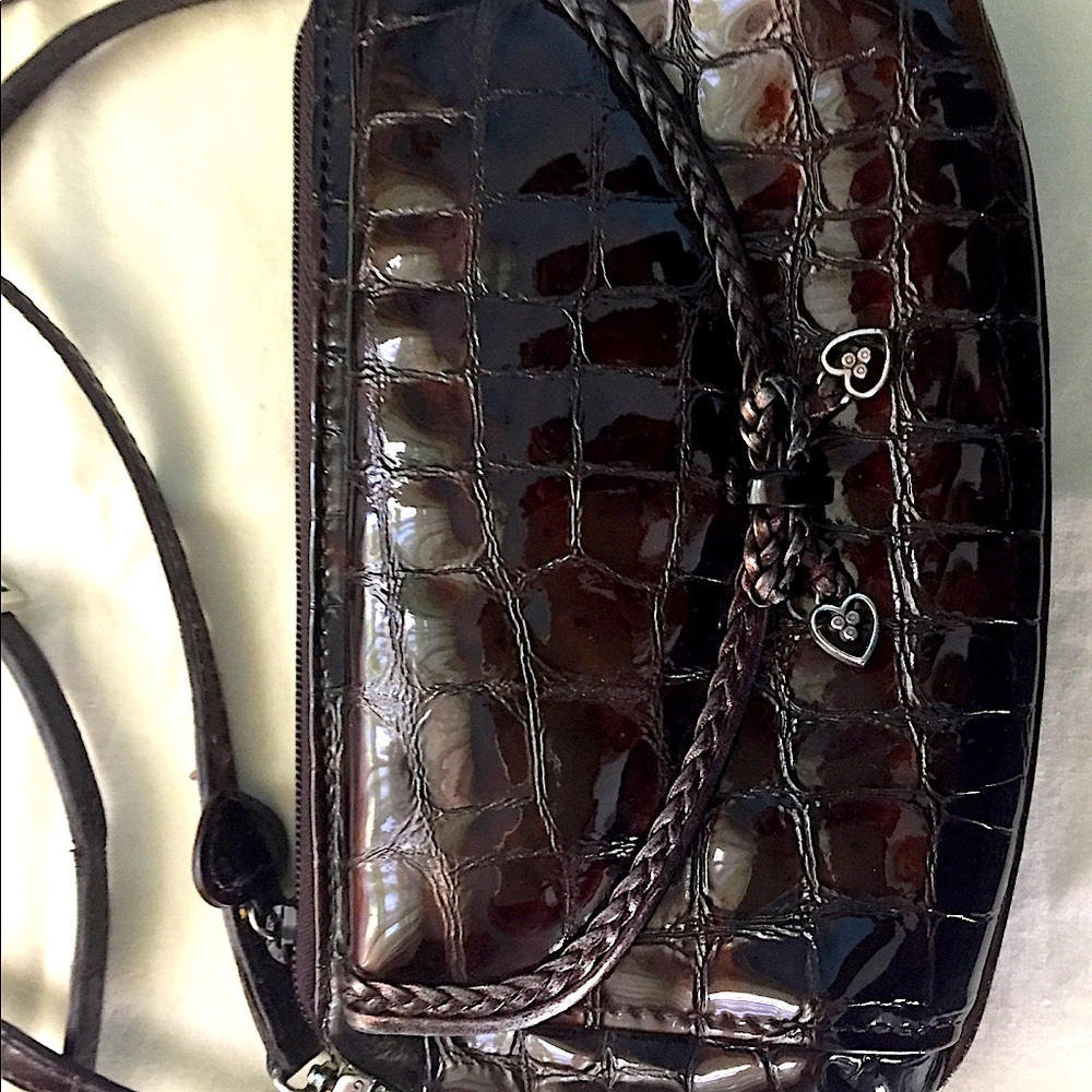 Brighton NWOT Brown Faux Croc Mini Crossbody Bag